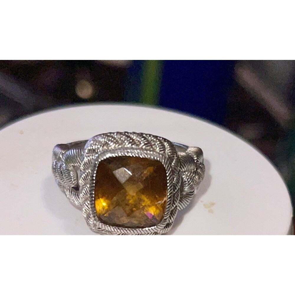 Sterling Silver/925 Judith Ripka Cushion Cut Citrine Ring 8